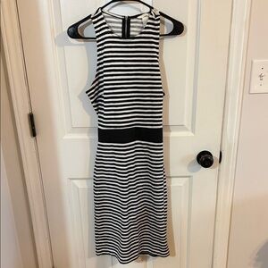 H&M Black and White Striped Midi Dress